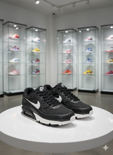 NKE AIR MAX 90 IN BLACK WITH WHITE SWOOSH SNEAKERS